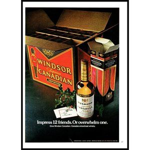 1974 Windsor Canadian Whisky Whiskey Vintage Print Ad Christmas Gift Case Decor